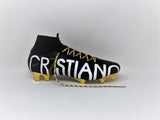 SR4U Metallic Gold Reflective Laces on Nike Mercurial Superfly 6 CR7 Special Edition Soccer-Football Boots